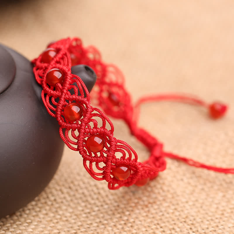 Handcrafted Red Agate Minimalist Red String Adjustable Bracelet