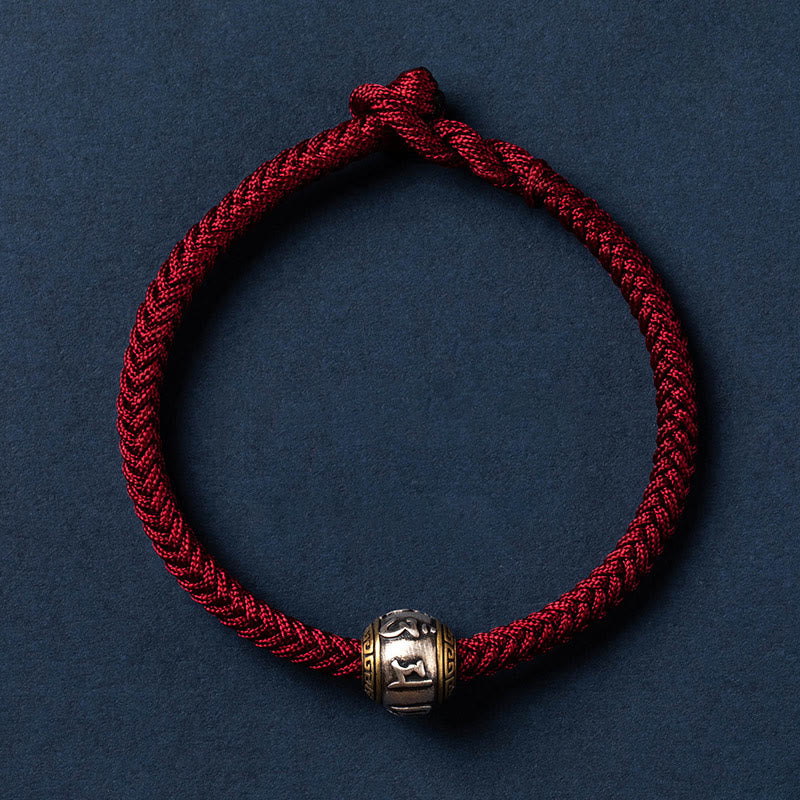 925 Sterling Silver Tibet Handmade Om Mani Padme Hum Luck Protection King Kong Knot Braided Bracelet