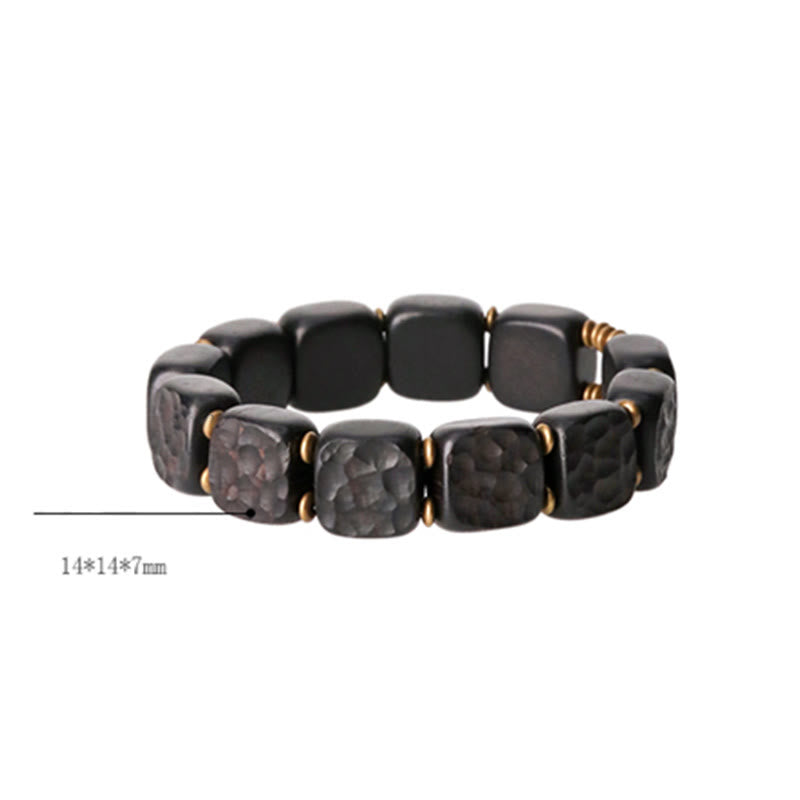 Retro Ebony Wood Texture Style Copper Peace Balance Bracelet