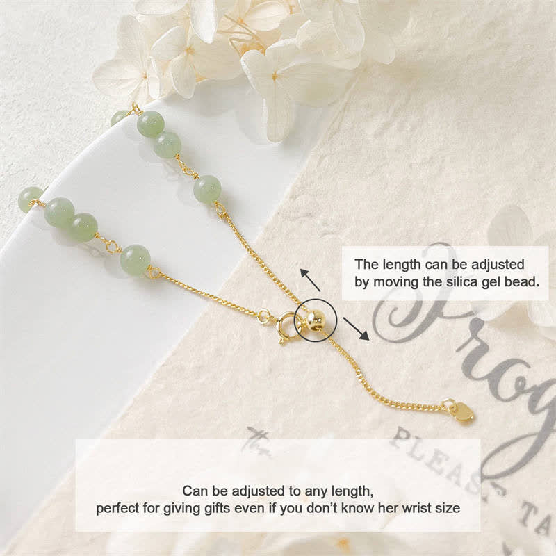 Unique Natural Hetian Jade 14K Gold filled Luck Beaded Bracelet