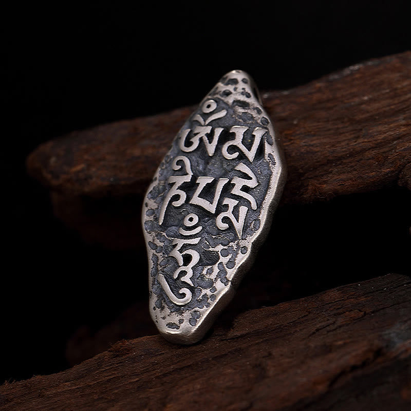 Tibetan 925 Sterling Silver Om Mani Padme Hum Dorje Vajra Engraved Strength Necklace Pendant