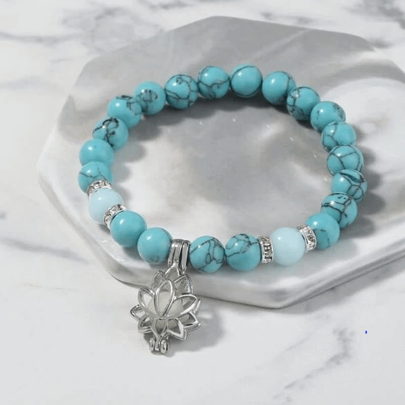 Tibetan Turquoise Glowstone Luminous Bead Lotus Protection Bracelet
