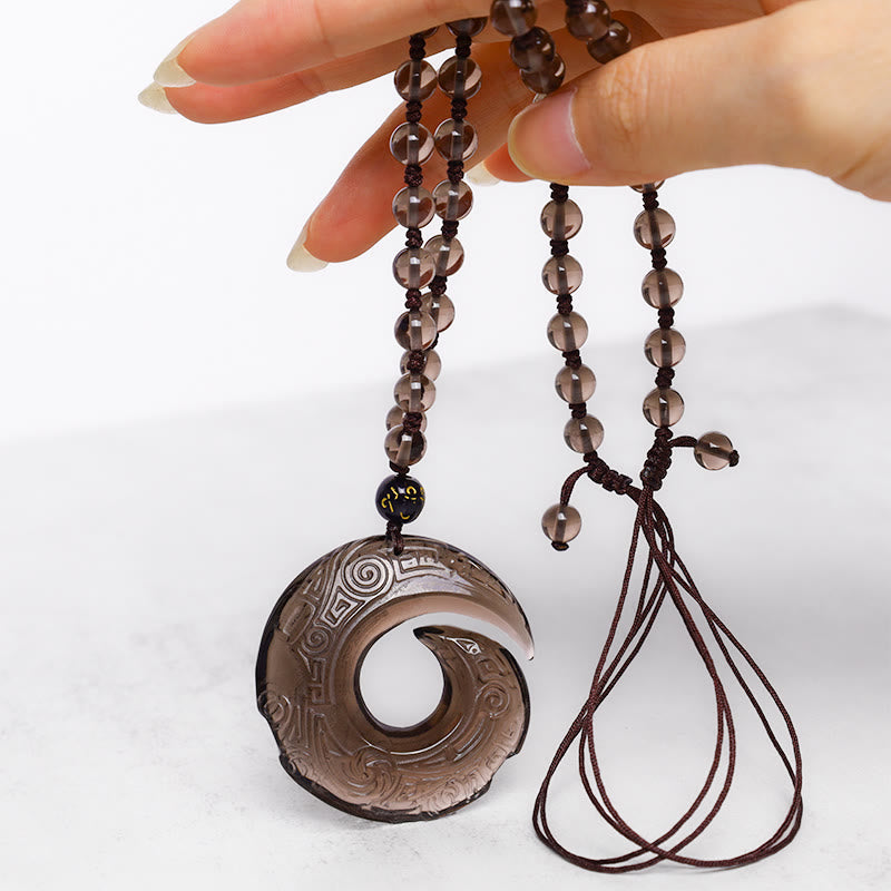 Natural Black Obsidian Ice Obsidian Strength Necklace Pendant