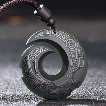 One's Luck Improves Design Patern Hetian Cyan Jade Peace Buckle Luck Necklace Pendant