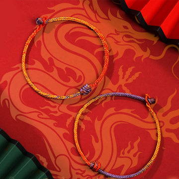 Handcrafted Purple Gold and Red Braided Rope Bracelet
