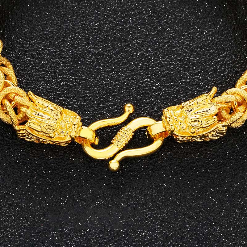 24k Gold Plated Double Headed Dragon Protection Bracelet