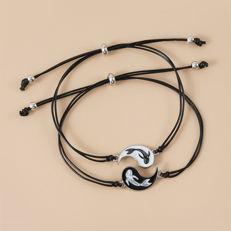 Grounding Hematite Yin Yang Couple Bracelet Set - 2 Pieces