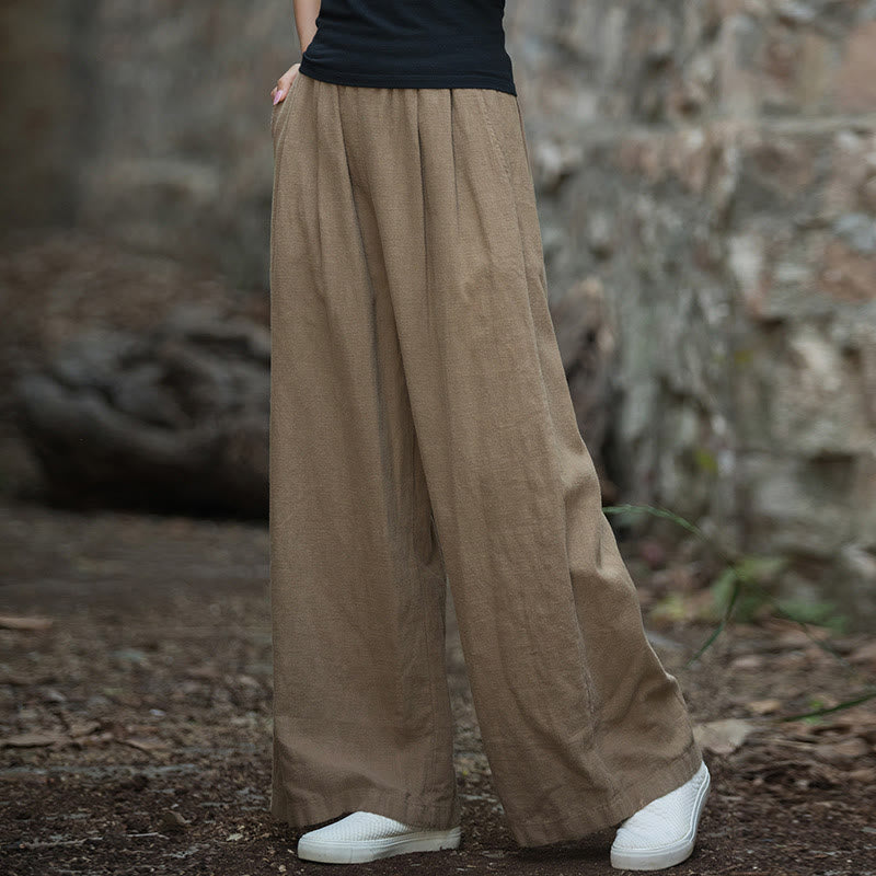 Retro Wide Leg Pants Casual Women's Yoga Pants With Pockets