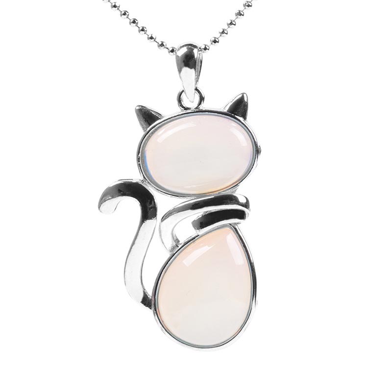 Cat Pattern Natural Crystal Protection Necklace Pendant (Extra 35% Off | USE CODE: FS35)