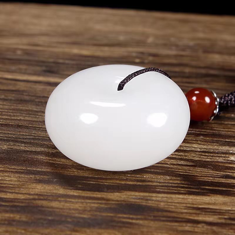 Round Hetian White Jade Peace Buckle Blessing Necklace Pendant (Extra 30% Off | USE CODE: FS30)