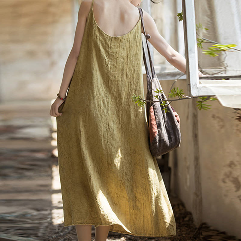 Artisanal Tie-Dye Linen Breezy Meditation Midi Dress