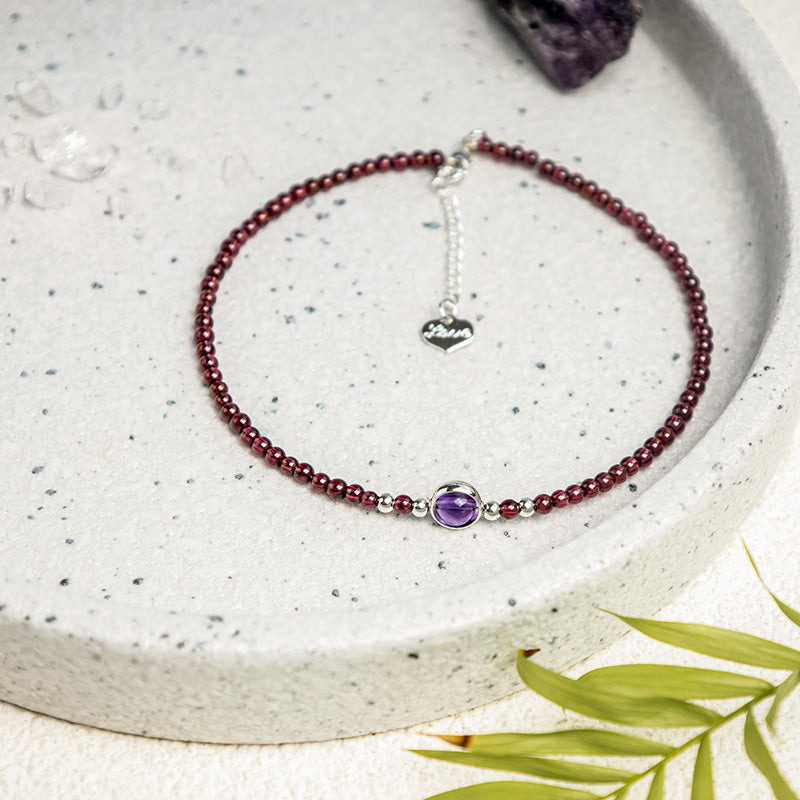 Garnet Amethyst Purification Calm Anklet