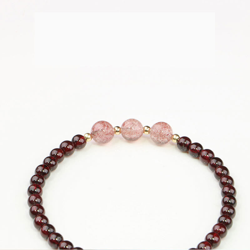 Natural Garnet Strawberry Quartz Calm Bracelet