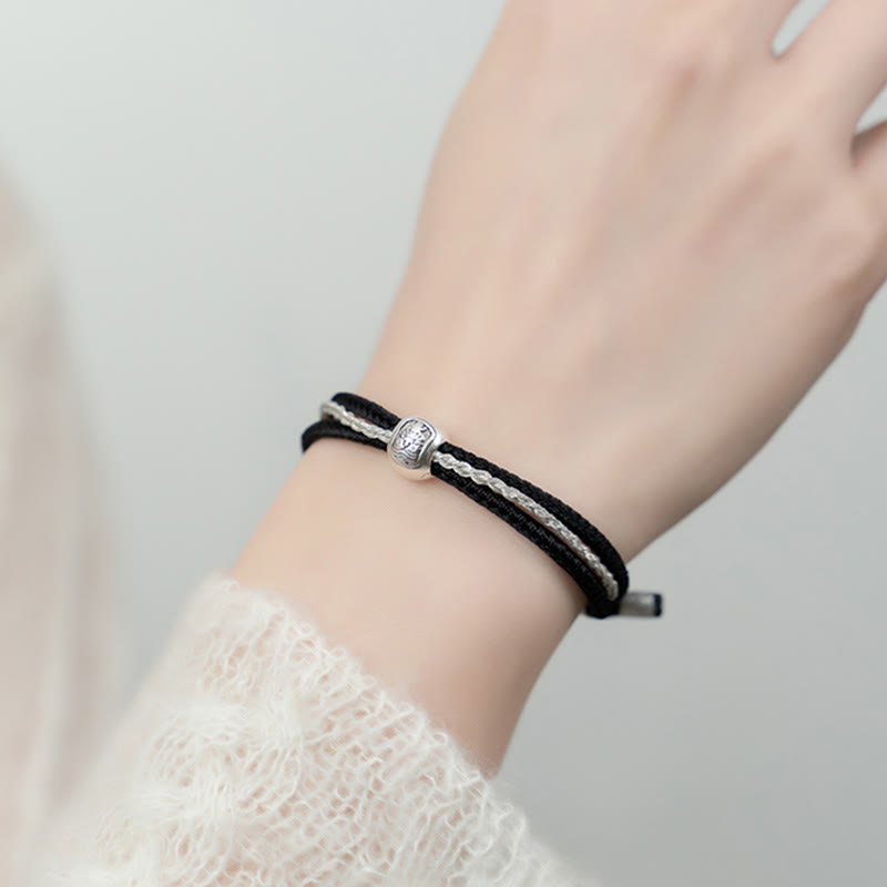 925 Sterling Silver Tibetan Zakiram Goddess Braided Red String Bracelet