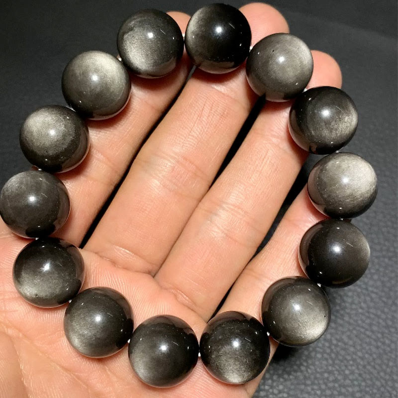 Natural Silver Sheen Obsidian Soothing Protection Bracelet