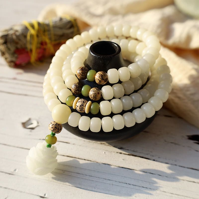 "Hoping for Serenity and Mindfulness" Bodhi Lotus Mala Includes Gift Message Card