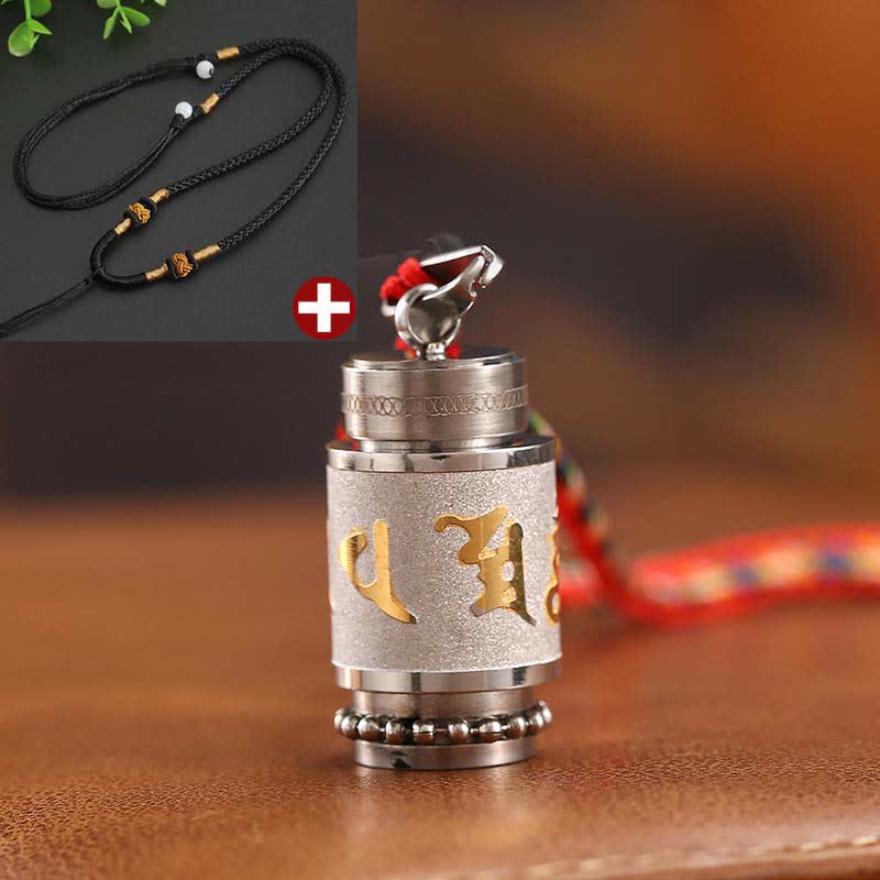 Tibet Om Mani Padme Hum Shurangama Mantra Titanium Steel Wisdom Amulet Necklace Pendant