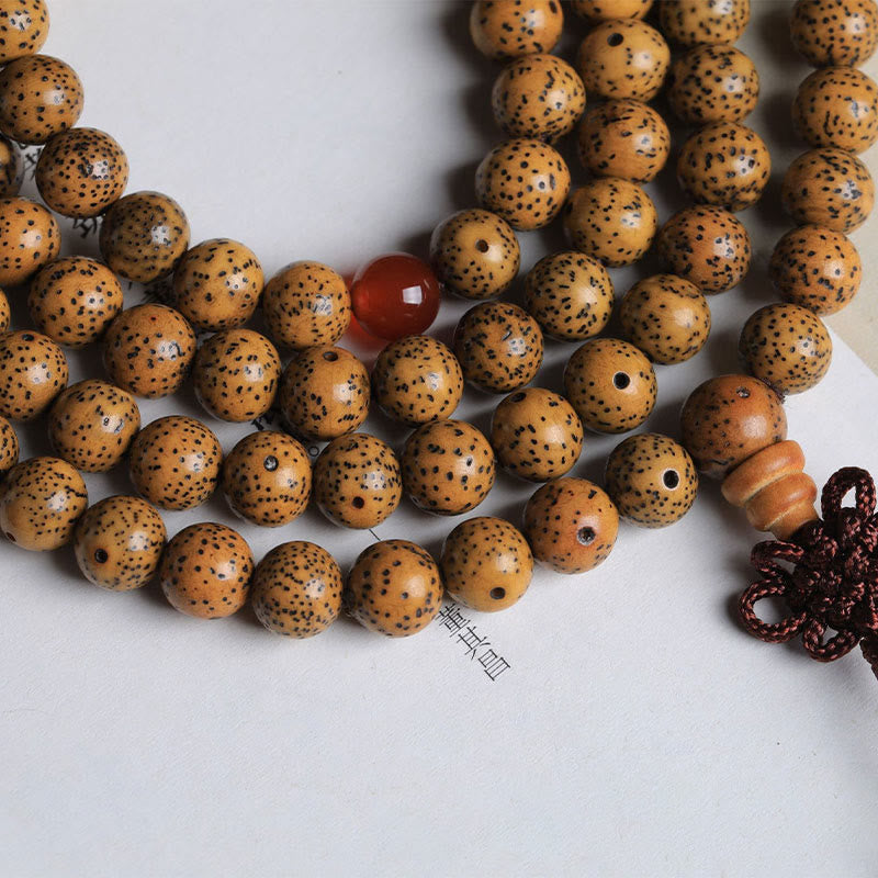 108 Mala Beads Bodhi Seed Red Agate Auspiciousness Bracelet