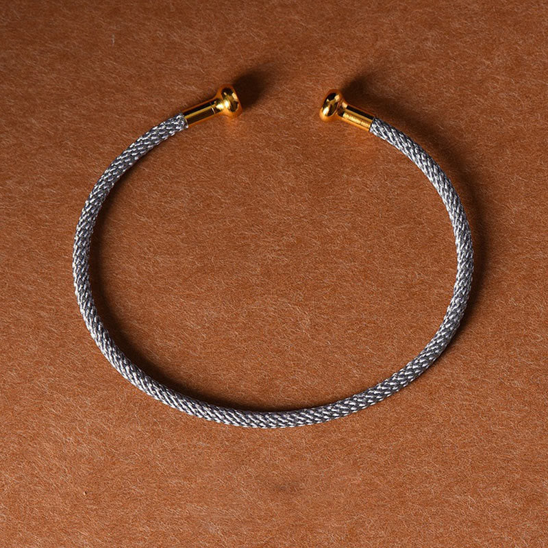 Handmade Minimalist Braided Red String Bracelet with Gold and Copper Accents