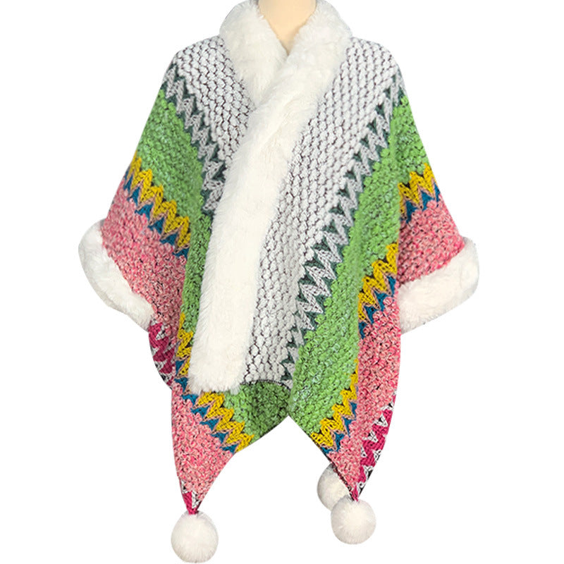 Tactile Striped Knitted Travel Meditation Tibetan Shawl