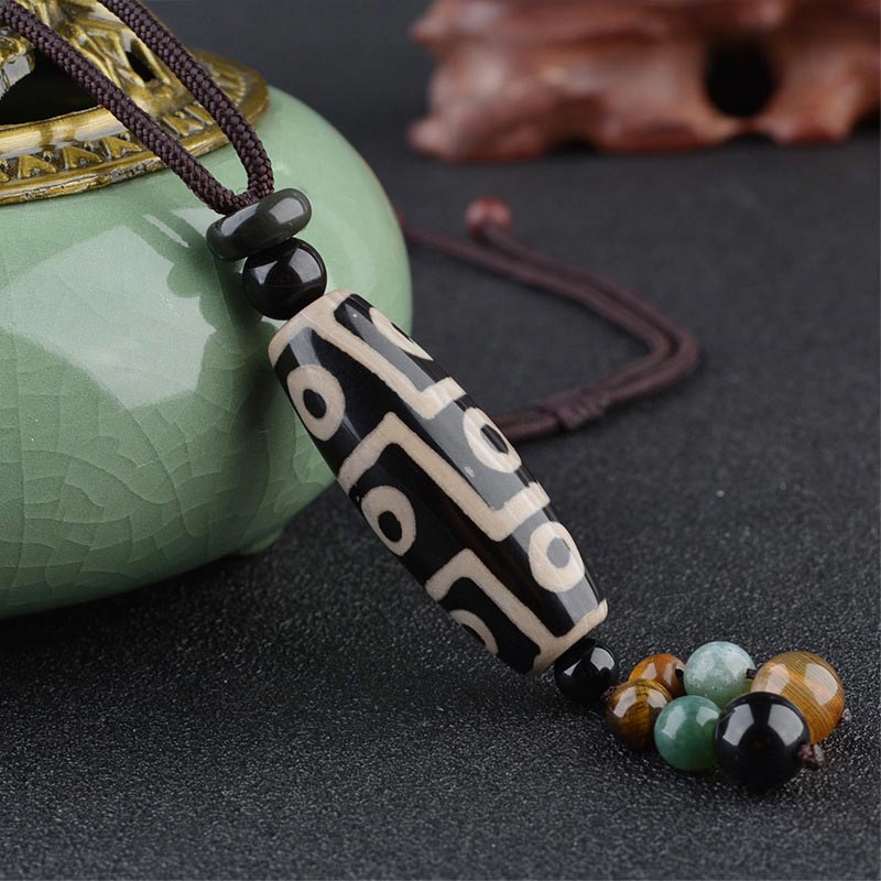 Nine-Eye Dzi Bead Wealth Protection Necklace