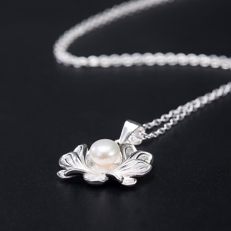925 Sterling Silver Lotus Flower Pearl Wealth Necklace Pendant