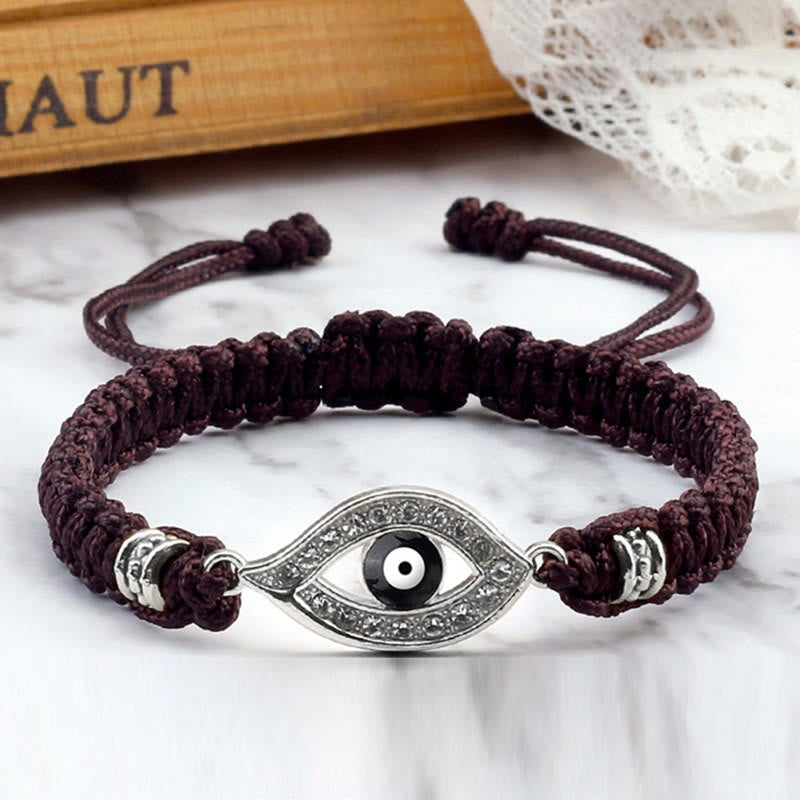 Handmade Evil Eye Red String Braided Bracelet with Gold or Silver Border