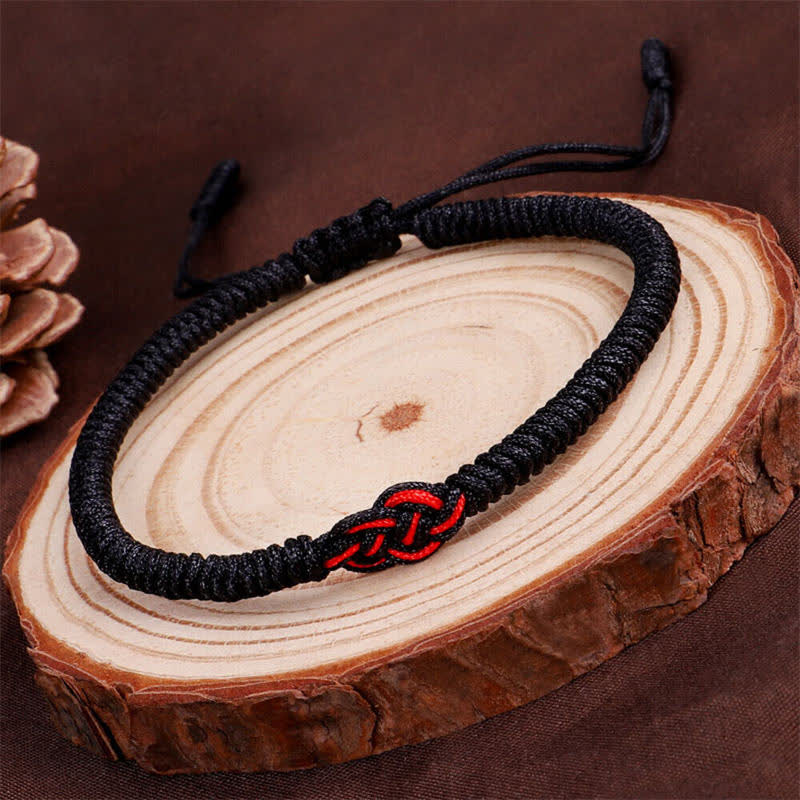 Handmade Tibetan Endless Knot Red String Bracelet Set for Couples, 2Pcs