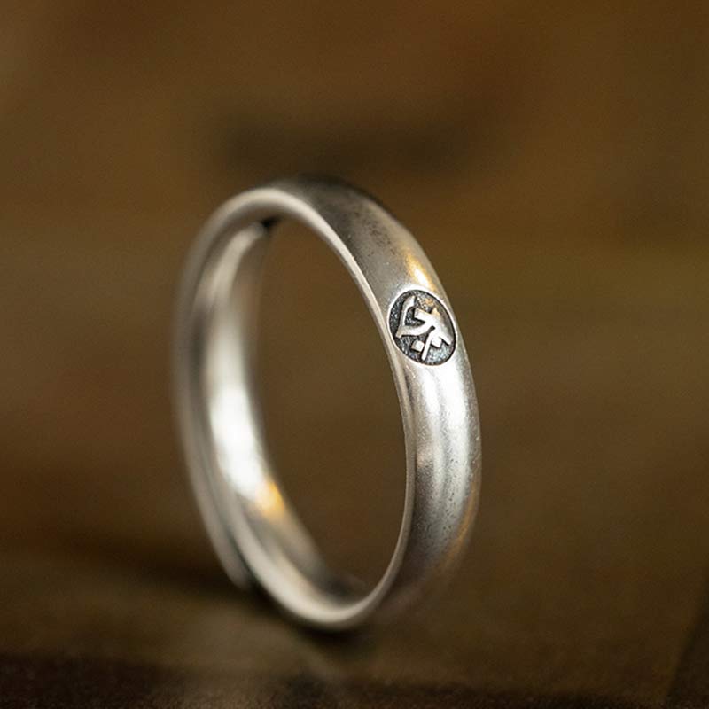 Chinese Zodiac Natal Buddha Couple Silver-plated Ring