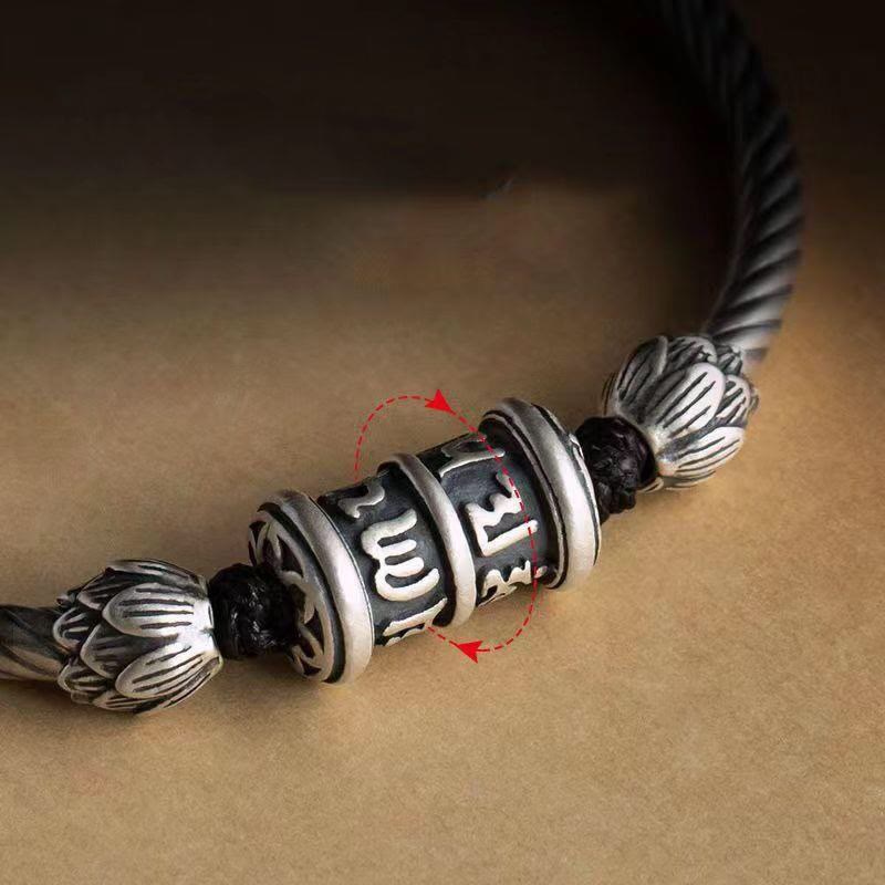 Handmade Braided Copper Om Mani Padme Hum Lotus Symbol Unisex Bracelet