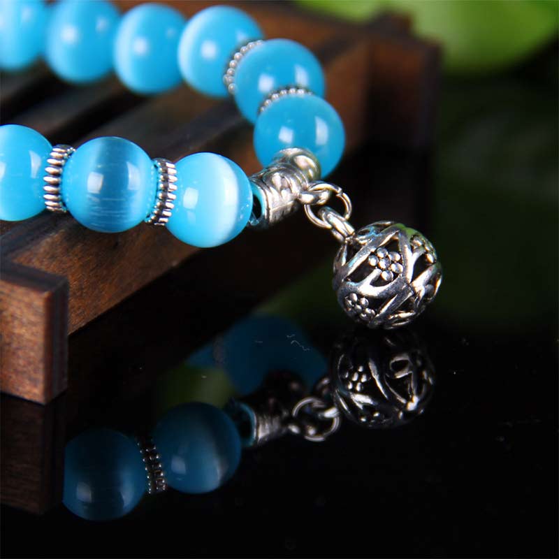 Handmade Tibetan Cat's Eye Chrysoberyl Natural Gemstone Bracelet