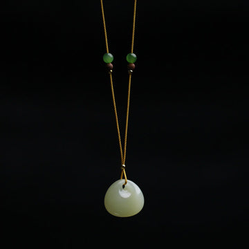 Natural Hetian Jade Small Bag Pattern Prosperity String Necklace Pendant