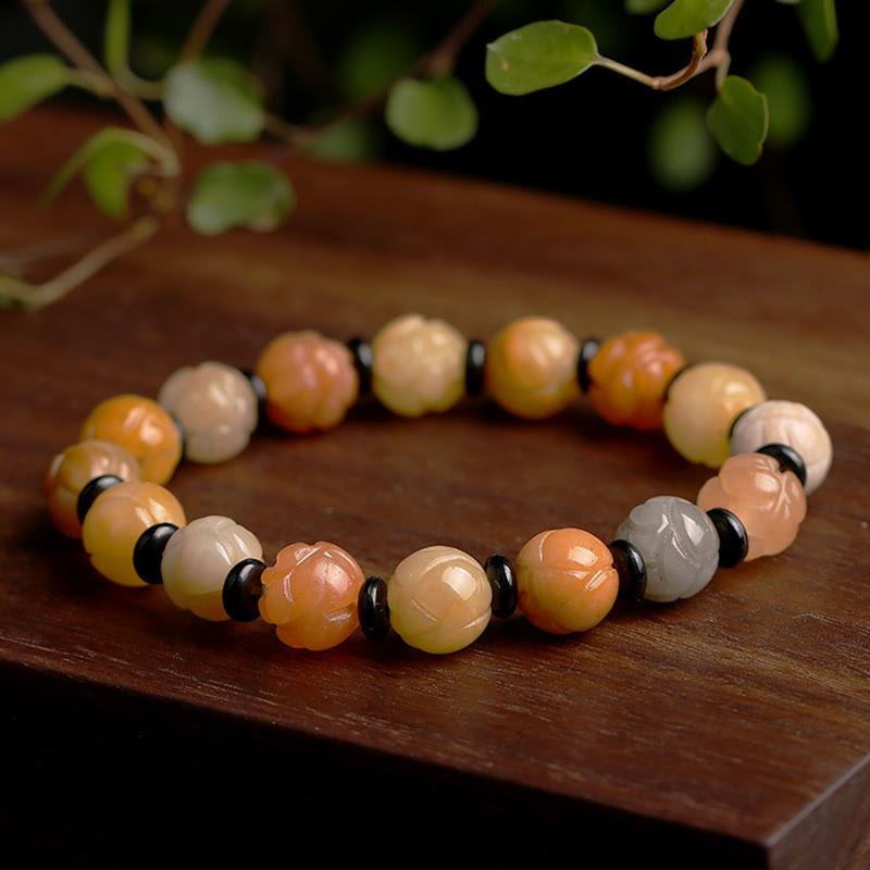 Golden Silk Jade Lotus Beaded Bracelet for Mindfulness