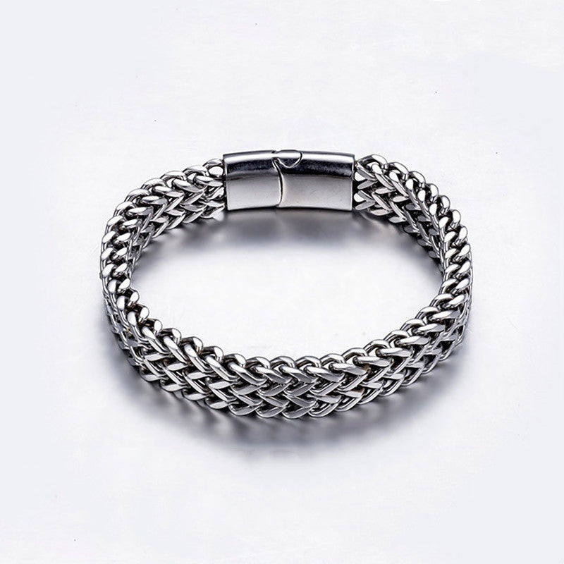 Textured Fish Scale Titanium Steel Magnetic Buckle Balance Chain Bracelet