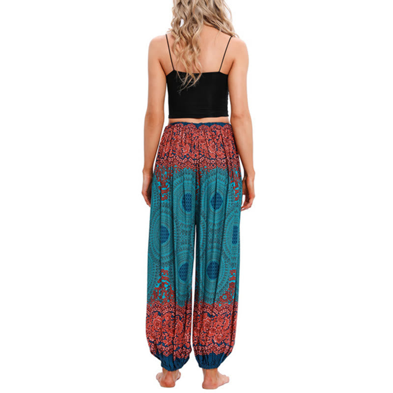 Breathable Smocked Floral Print Mindful Movement Harem Pants