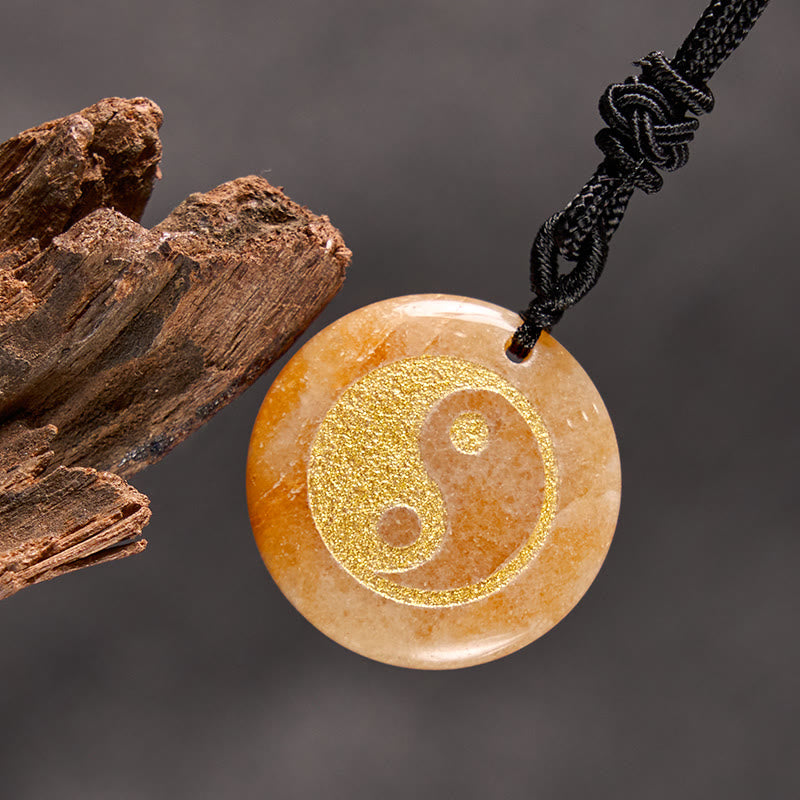 Various Crystal Amethyst Tiger Eye Green Aventurine Yin Yang Spiritual Necklace Pendant