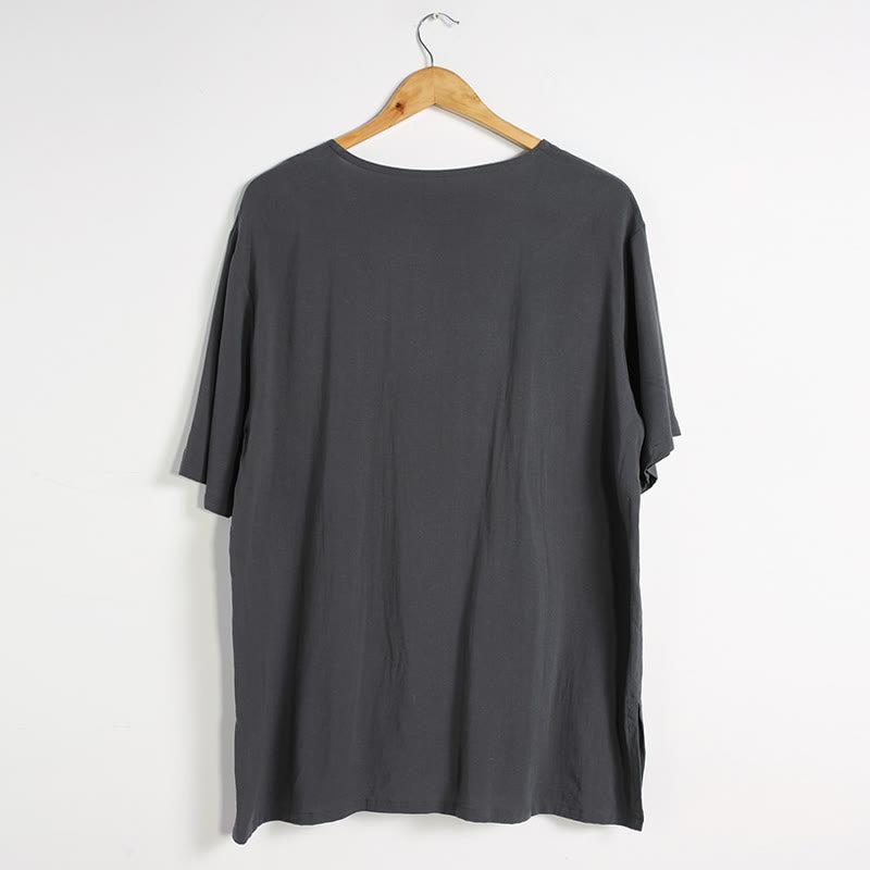 Breathable Cotton-Linen Crew Neck Short Sleeve Meditation Shirt