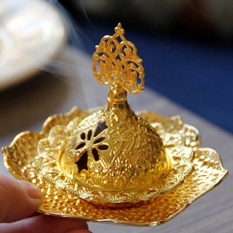 Leaf-Shaped Alloy Metal Mini Incense Burner & Ritual Coaster