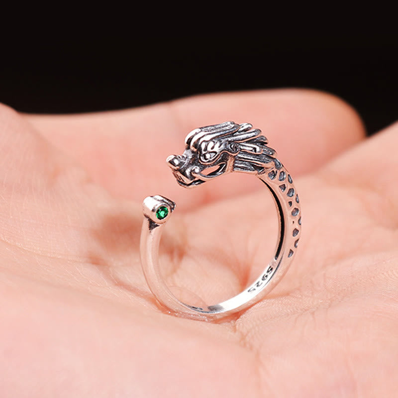 Vintage Dragon Design Success Strength Adjustable Ring