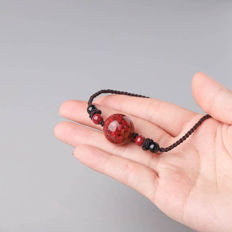Natural Cinnabar Stones Bead Blessing Necklace Pendant
