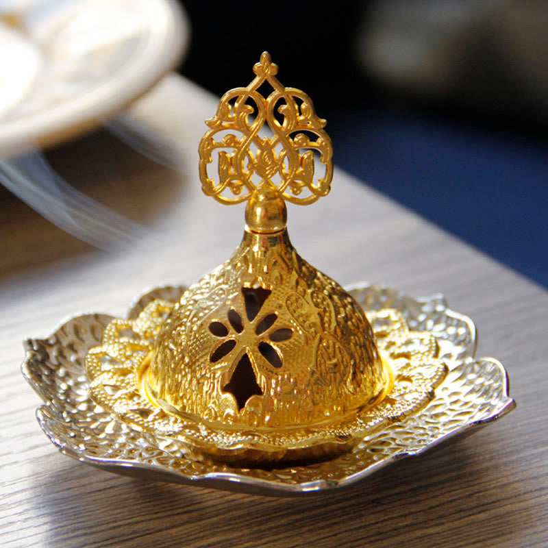 Leaf-Shaped Alloy Metal Mini Incense Burner & Ritual Coaster