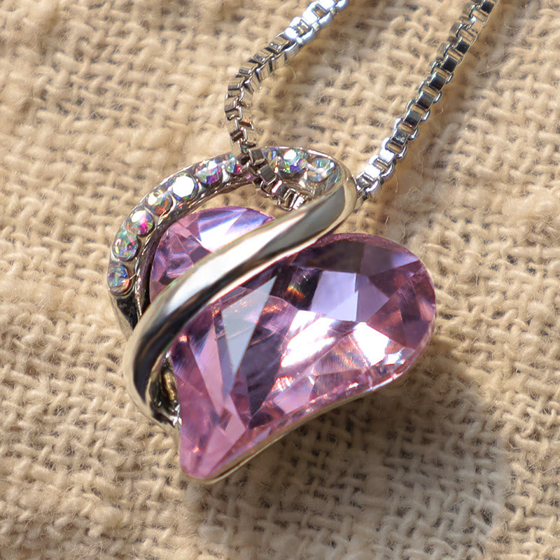 Love Heart Birthstone Healing Energy Necklace Pendant