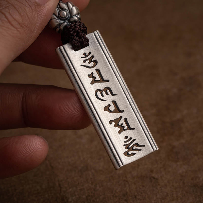 999 Sterling Silver Om Mani Padme Hum Engraved Lotus Wisdom Necklace Pendant