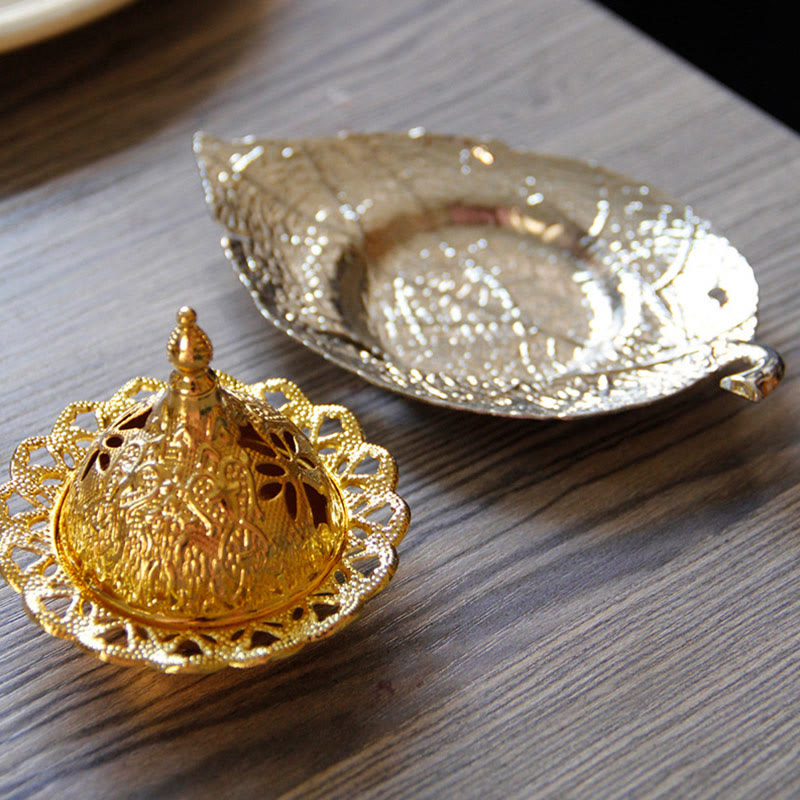 Tibetan Mini Leaf Meditation Incense Burner and Coaster