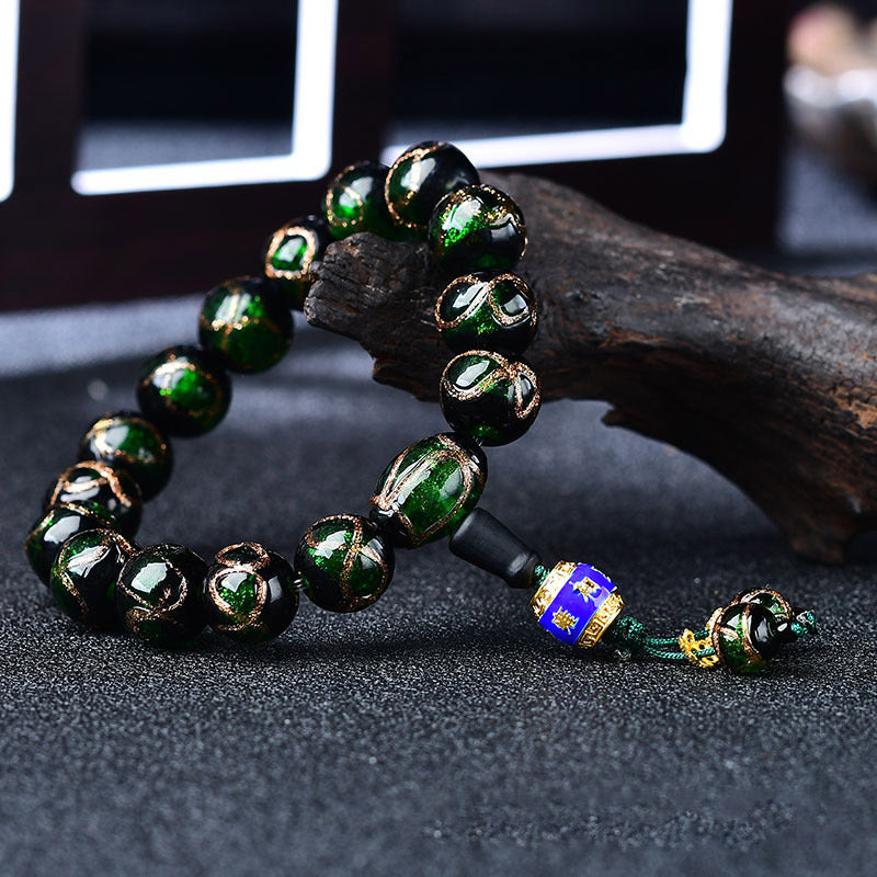 Tibetan Dragon Vein Agate Beaded Bracelet – 12mm & 14mm in Multi-Color Options
