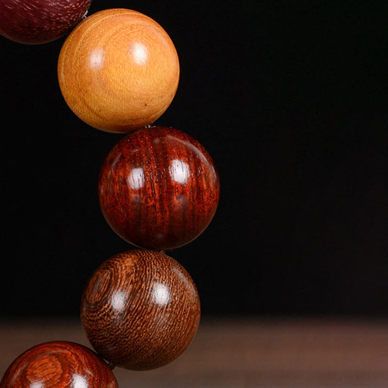 Multicolored Sandalwood Beaded Bracelet for Grounding & Balance