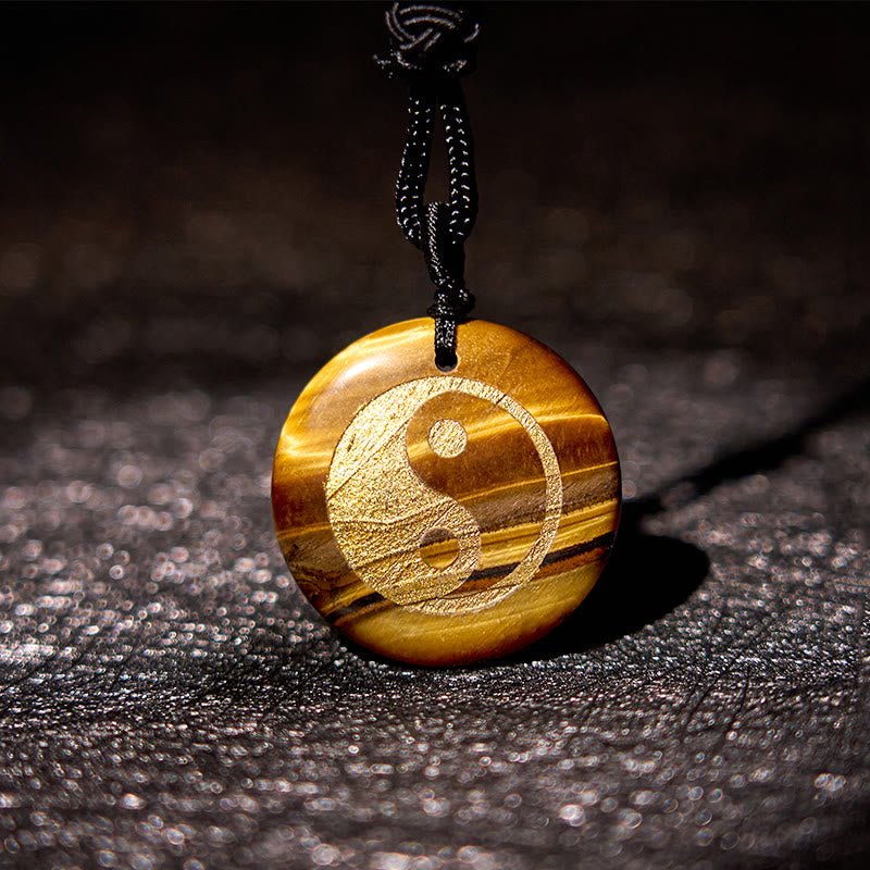 Various Crystal Amethyst Tiger Eye Green Aventurine Yin Yang Spiritual Necklace Pendant