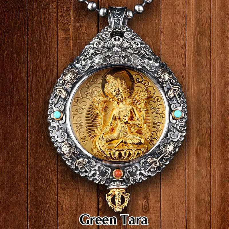 Chinese Zodiac Natal Buddha Thangka Nine Palaces Eight Diagrams Wealth Rotatable Necklace Pendant