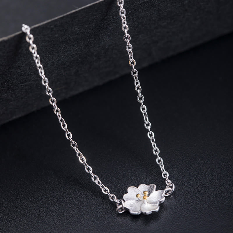 925 Sterling Silver Cherry Blossom Blessing Chain Bracelet