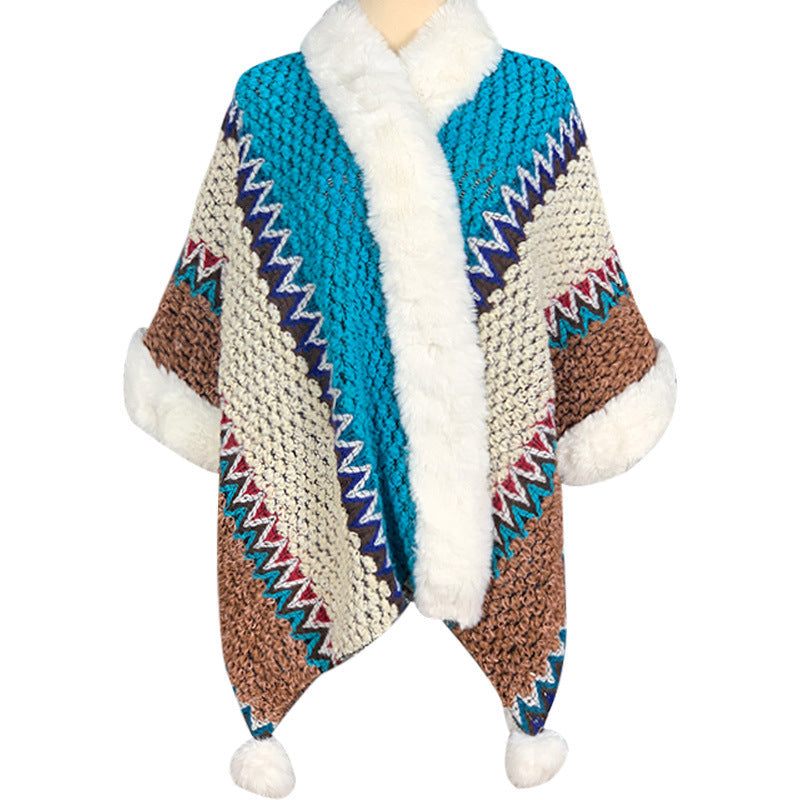 Tactile Striped Knitted Travel Meditation Tibetan Shawl